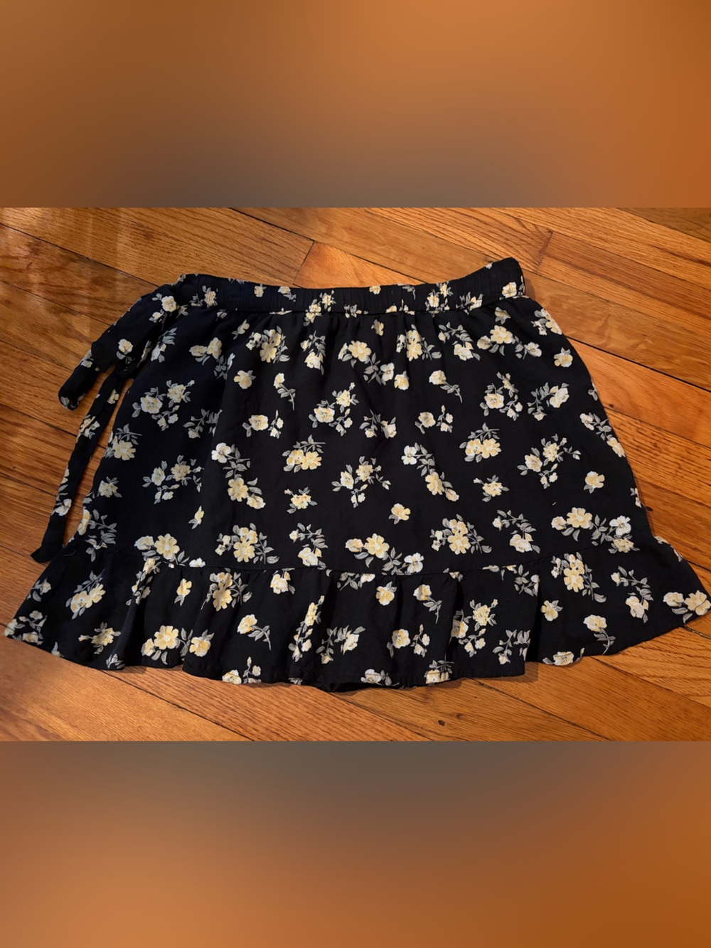 Hollister Black & Yellow Floral Skirt with Shorts